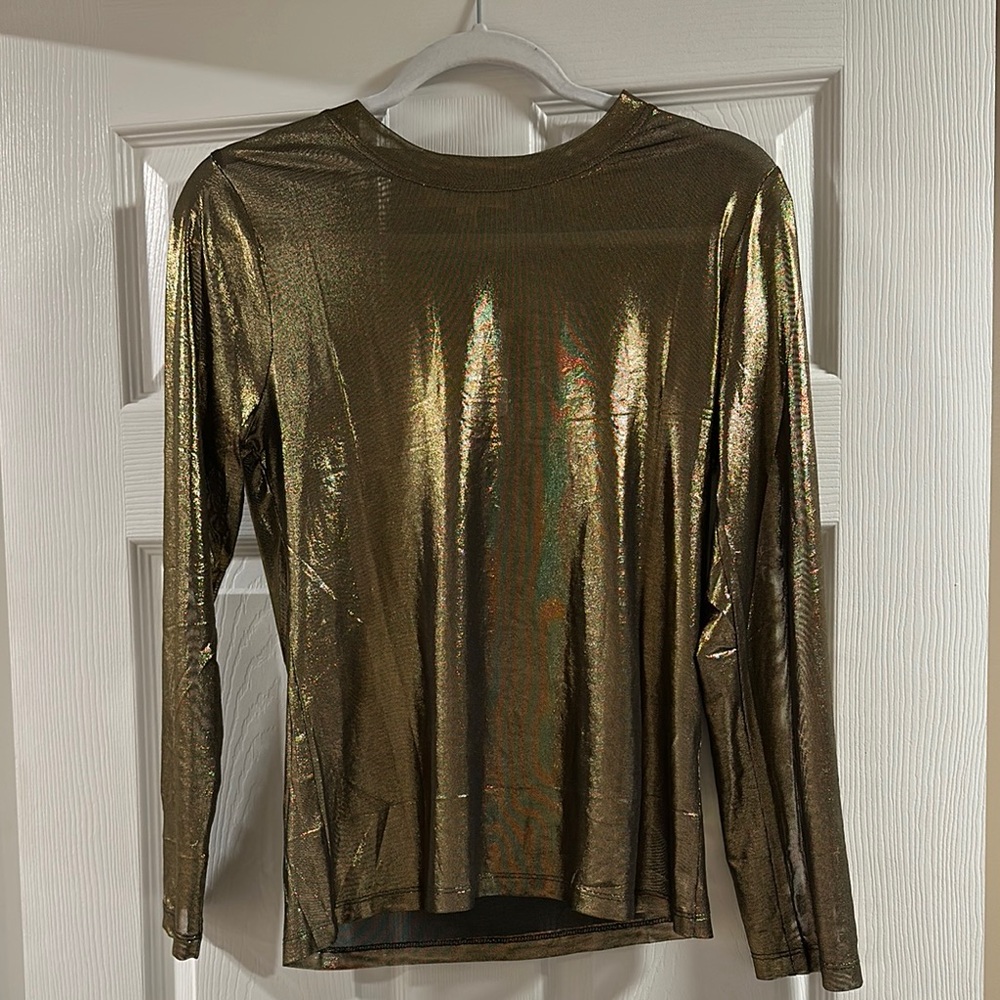 Metallic Gold Long Sleeve Top